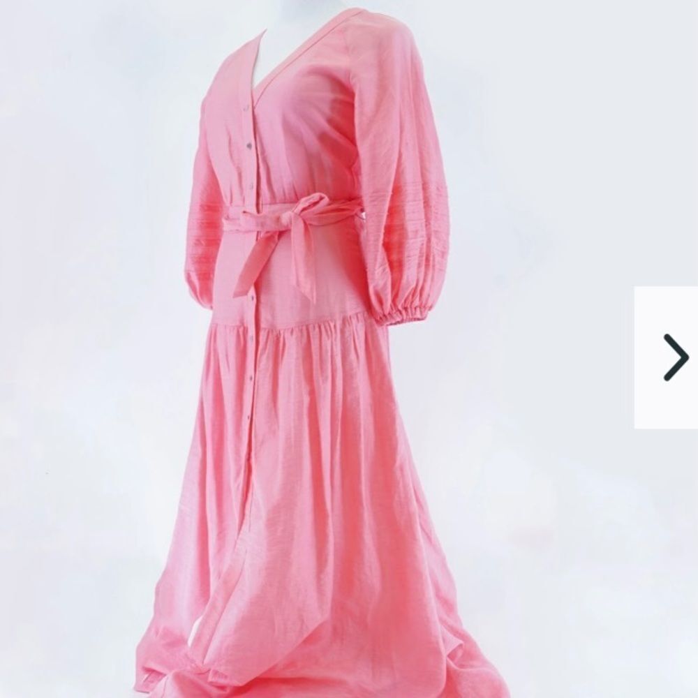 Manning Cartel Pink Demure Feminine Flowy Balloon Art Maxi Dress Sz 8 Nwt — image 4 of 8